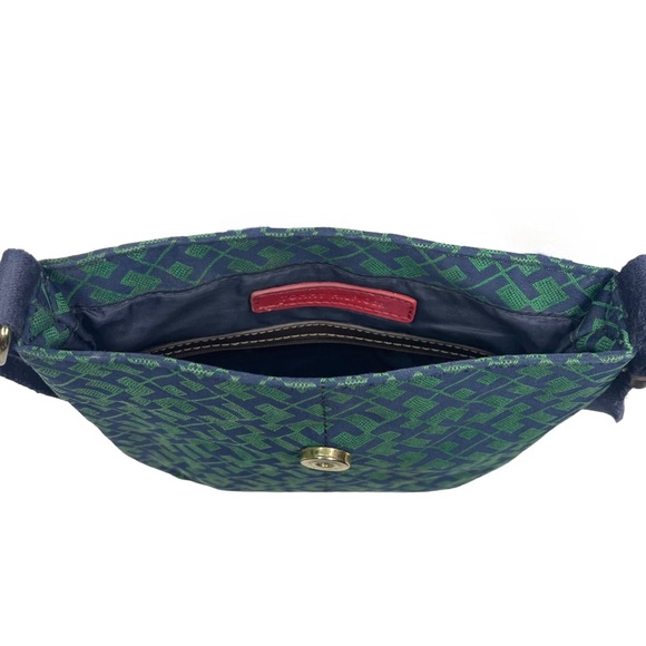 Tommy Hilfiger ® ★ Monogram Jacquard Print Crossbody Bag ★ Kelly Green + Navy ★ - Picture 14 of 16